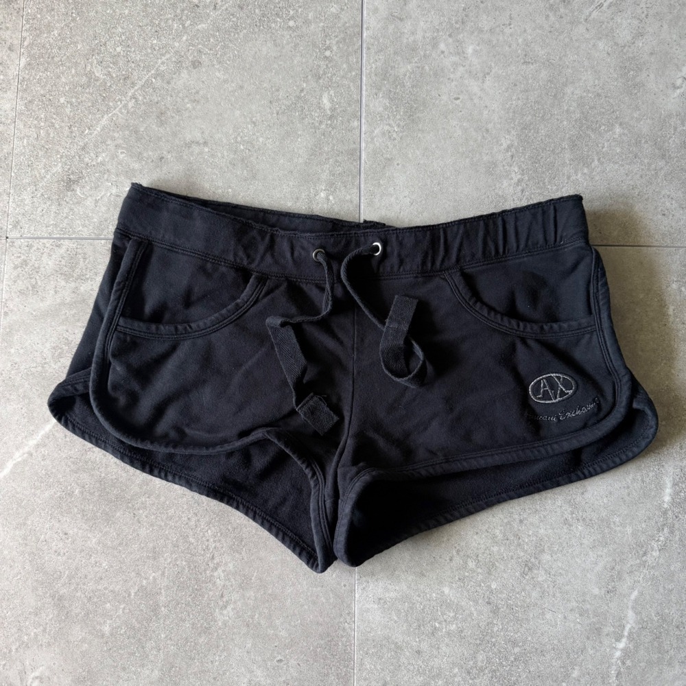 Y2K Armani Exchange AX Logo Black Dolphin Lounge Shorts Size M